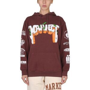 MARKET Carrot Graphic Print Drawstring Hoodie Unisex BROWN Jerseys & Knitwear